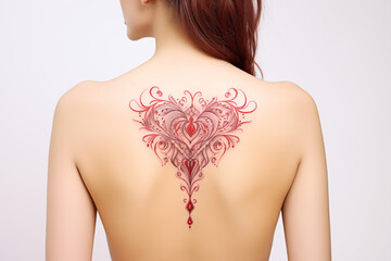 Colors heart tattoo on skin. Colors heart tattoo on back. Woman's tattoo, heart. Heart tattoo. Tattoo ideas for women. Tattoo ideas for men. Tattoo parlor. Tattoo artist profession.​