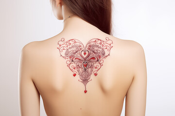 Colors heart tattoo on skin. Colors heart tattoo on back. Woman's tattoo, heart. Heart tattoo. Tattoo ideas for women. Tattoo ideas for men. Tattoo parlor. Tattoo artist profession.​