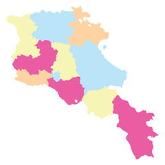 Fototapeta premium Armenia map. Map of Armenia in administrative provinces in multicolor