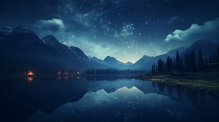 Captivating astrophotography moon s reflection shimmering on the serene surface of the water - obrazy, fototapety, plakaty