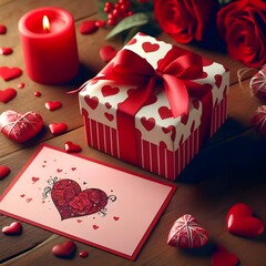 Gift Box With Candle And Roses