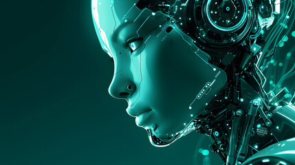Artificial intelligence robot, face of robot woman