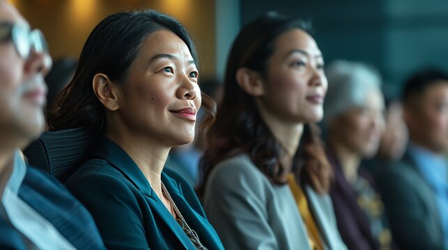 group of shareholders attending an annual general meeting about company performance.