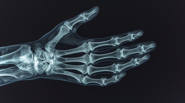 Human Hand X-Ray Showing Bone Structure and Anatomy