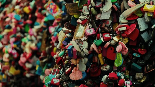 Padlock in large quantity in tourism attraction in Seoul