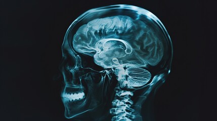 an X-ray of a brain affected by traumatic injury skull fractures fragility of the brain