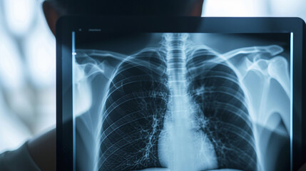 Tuberculosis infection in the lungs on chest x-ray - obrazy, fototapety, plakaty