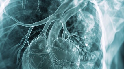 X-ray image of the heart during cardiac catheterization procedure