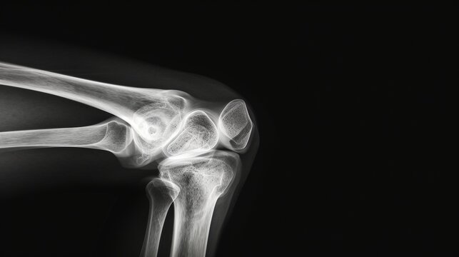 X-ray image of the knee bones and soft tissues