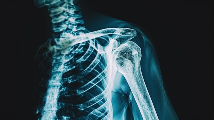 Shoulder X-ray showing bones and joints of the shoulder girdle - obrazy, fototapety, plakaty