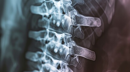Spinal fusion with instrumentation an X-ray illustration of the spine with metal implants - obrazy, fototapety, plakaty