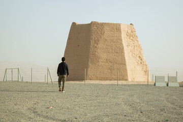 Dunhuang City, Gansu Province - People standing under clear sky