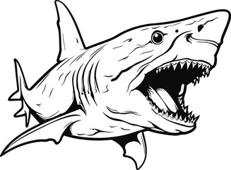 Fototapeta premium Shark, angry shark, megalodon, Vector Illustration