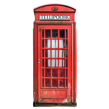 Red phone booth box on white or transparent background