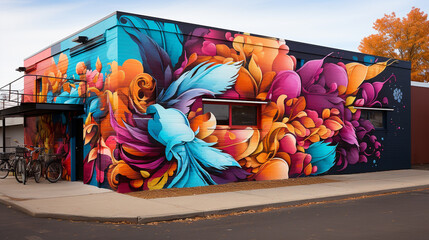 Obraz premium Love is written in colorful graffiti on a brick wall