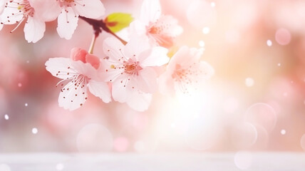 Beautiful spring flowers blurred background with bokeh effect.