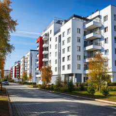 Fototapeta na wymiar Residential area with modern apartment building. Multi Storey modern, new and stylish living block of flats