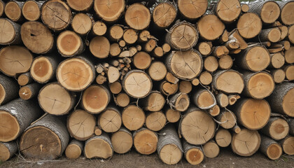 Fototapeta premium Log stack for campfire or fireplace, isolated on white background 