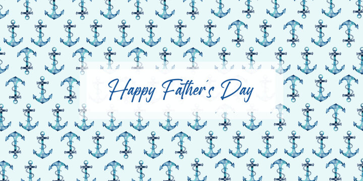 Vector Happy Father's Day greeting card. Anchor background for wrapping paper, textile designs