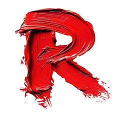 R in the style of red paint smooth and red, PNG image, transparent background.