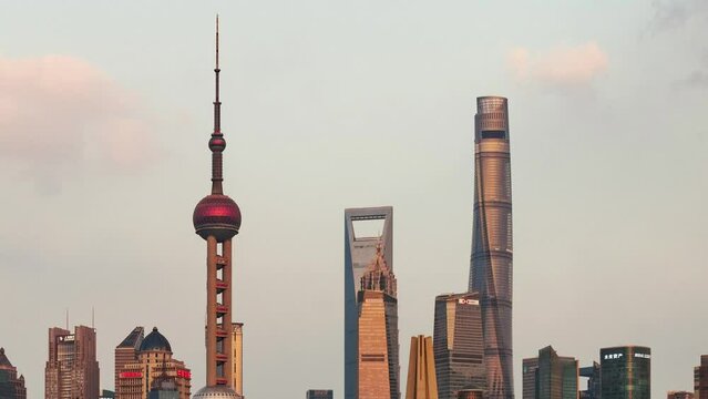 Time lapse view of urban buildings in Shanghai city