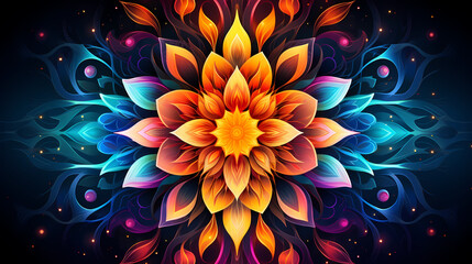 Fototapeta na wymiar Intricate mandala with numerous vibrant patterns