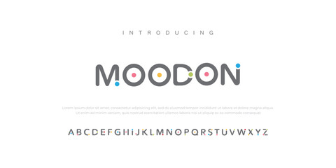 Moodon Minimal font creative modern alphabet. Typography with dot regular and number. minimalist style fonts set. vector illustration