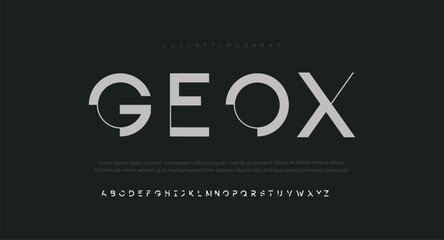 Geox Modern abstract digital alphabet font. Minimal technology typography, Creative urban sport fashion futuristic font and with numbers. vector illustration - obrazy, fototapety, plakaty