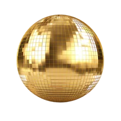 Fotobehang Golden disco mirror ball on white or transparent background © Tabassum
