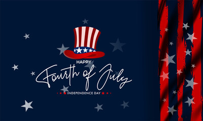 happy 4th of July independence day with firework , vektor background, poster, banner, flyer, template 