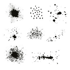 Ink splashing clip art  set