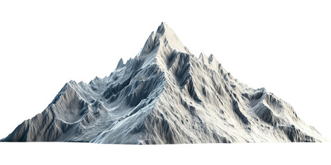 Mountain peaks with snow capped on white or transparent background