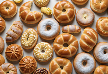 Delicious pastries on a clean white surface