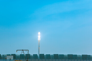 Jiuquan City, Gansu Province - Solar thermal power station under a clear blue sky