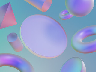 background with abstract geometric shapes holographic, 3d rendering  