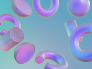background with abstract geometric shapes holographic, 3d rendering  