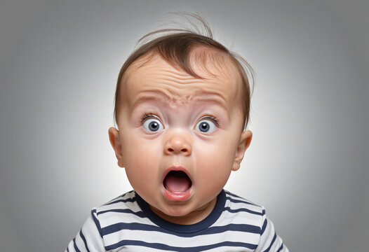 shocked baby surprised and scared, png file of isolated cutout object on transparent background