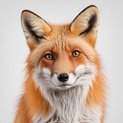 Naklejka premium Lonely red fox on a white background