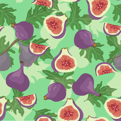 A seamless pattern of Figs with leaf. vector illustration.