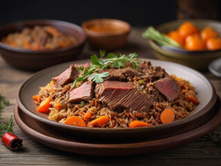 Fototapeta premium meat with vegetables