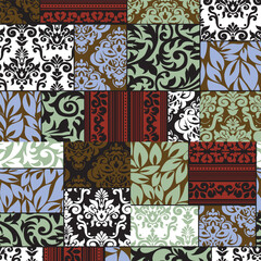 Abstract patch work oatterb fabric art work design.