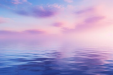 Fototapeta na wymiar A serene seascape at dawn, featuring a gradient sky transitioning from deep blue to soft lavender, reflecting on calm waters.