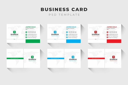 Multicolor Business Card Template With White Background