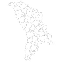 Fototapeta na wymiar Moldova map. Map of Moldova in administrative provinces in white color