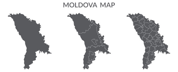 Moldova map. Map of Moldova in grey set