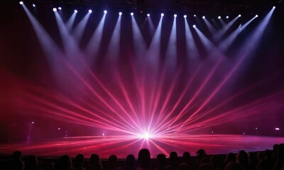 Fototapeta na wymiar Stage Spectacular: Laser Light Bliss in Atmospheric Concert Magic