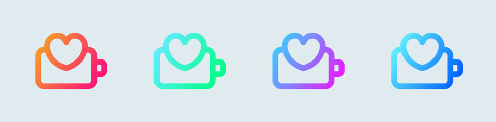 Battery health line icon in gradient colors. Energy signs vector illustration.