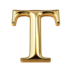 T in the style of Gold shiny and luxurious, PNG image, transparent background.