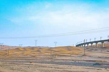 Jiuquan City, Gansu Province-Railway tracks under the sunset