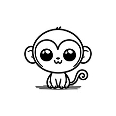 Monkey Hand draw Cute Animal Icon